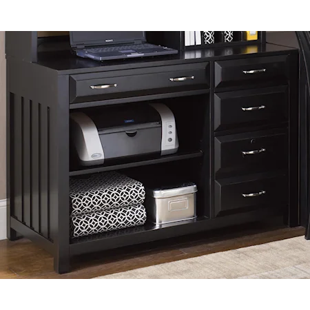 Computer Credenza with Shelves and Drawers